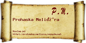 Prohaska Melióra névjegykártya